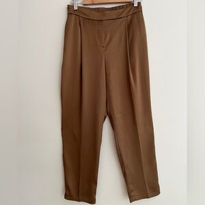 MAISON D'AMELIE Satin Pants Trousers Pleats Pockets Pull On Event Occasion Party